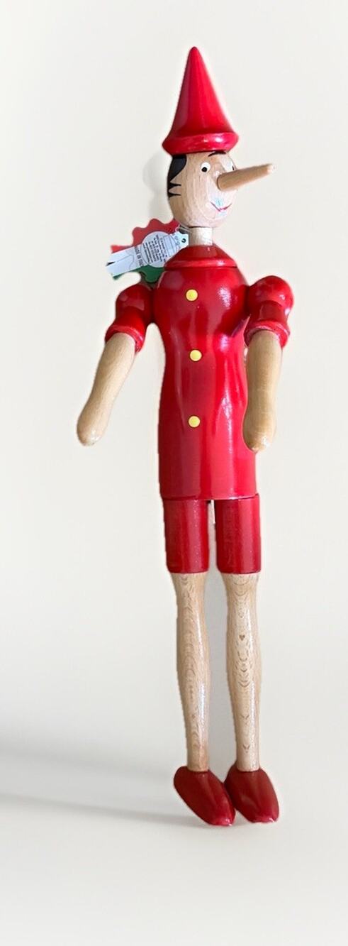 Pinocchio 19” Tall Hand painted C2 Rainoldi Wooden Figure Made In Italy 1981